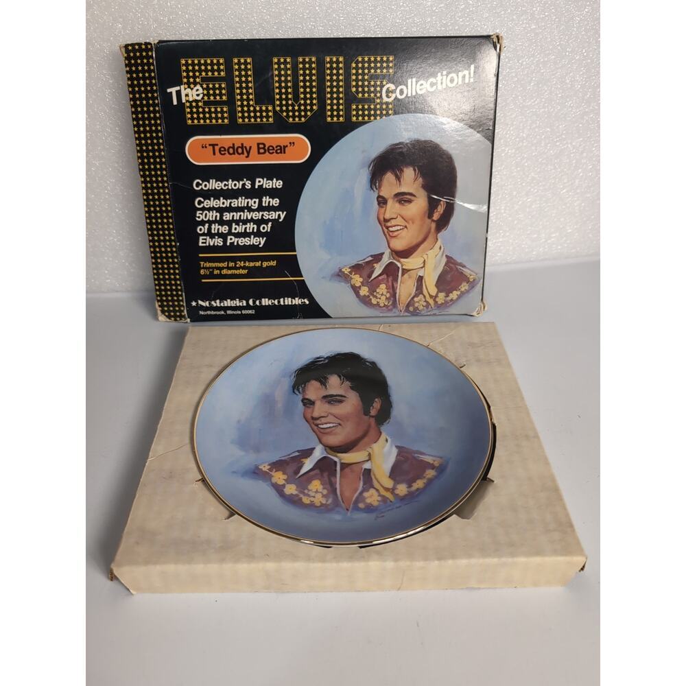 Vintage Elvis Presley Collectable Plate "Teddy Bear" 50th 24K Gold Trim 6.5”